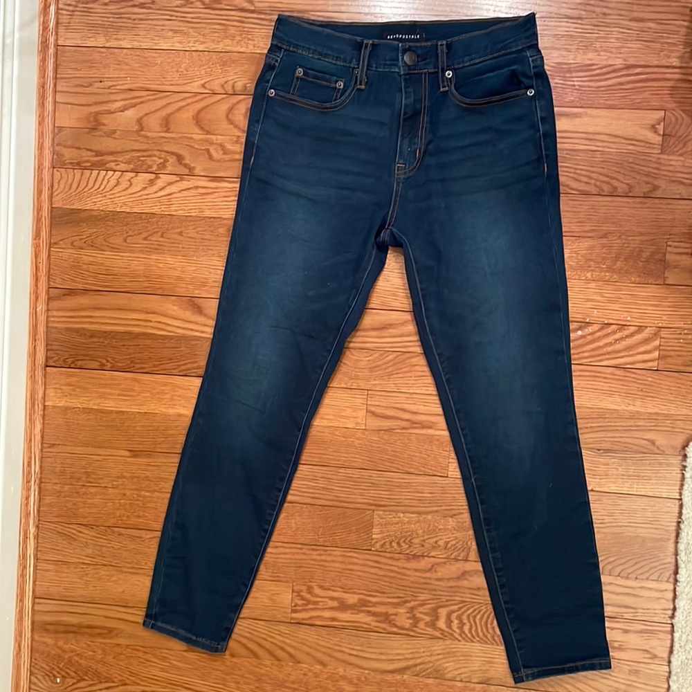 Aeropostale dark wash high rise skinny jean Sz 6 short EUC